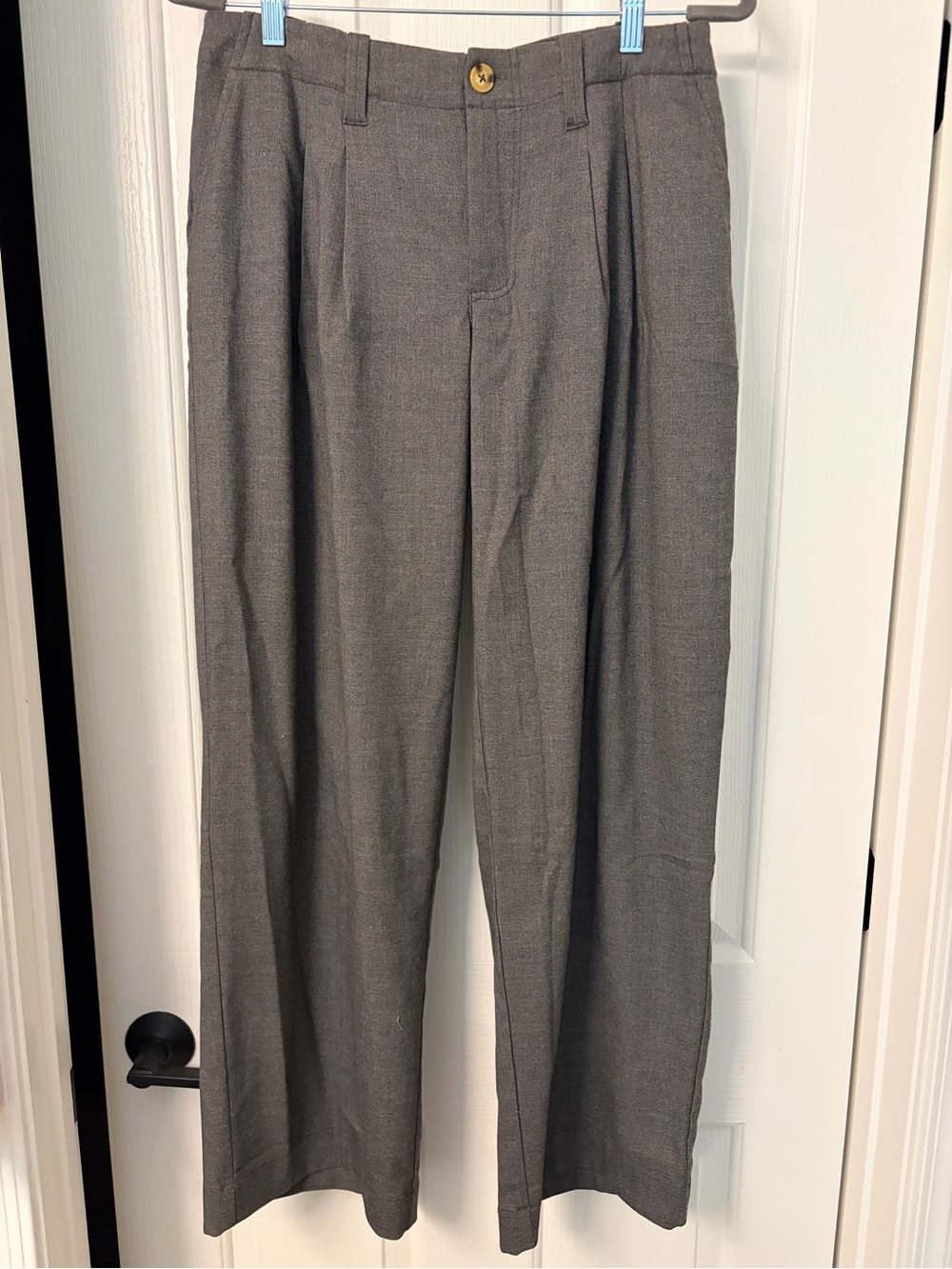 NWT Urban Outfitters UO Cozy Twill Pleated Wide Leg Trouser Pants in Grey